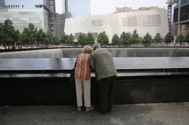 Visitors to the 9/11 Memorial yesterday